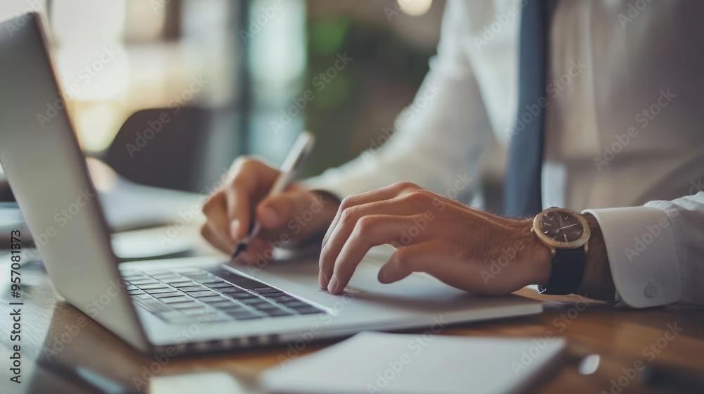 Businessman Working on Laptop