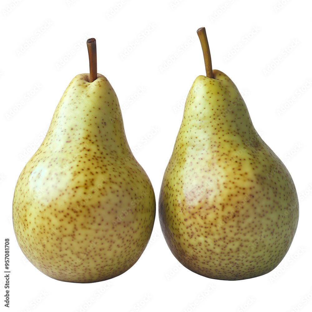 ripe green pears isolated on transparent background Generative Ai. ripe green pears isolated on transparent background Generative Ai.