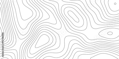Abstract black & white topography on old paper-textured canvas.Abstract wavy and curved lines background.Abstract topographic contours map background, Vector contour topographic map.