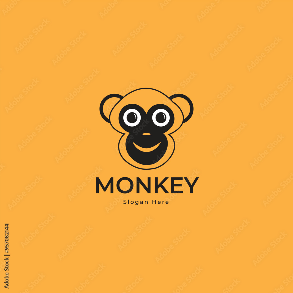 Animals monkey logo design with yellow background Animals monkey logo design with yellow background