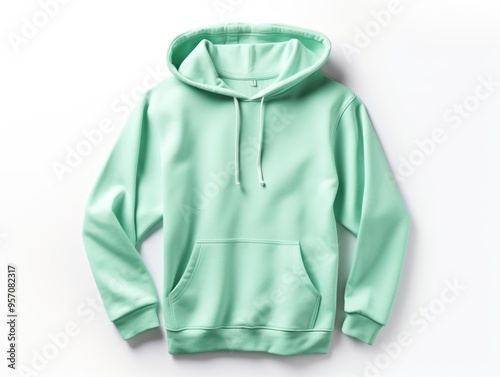 Mint green hoodie isolated on white background