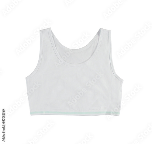 Gray jersey top. Isolated image on a white background. Nobody. Basic underwear. 