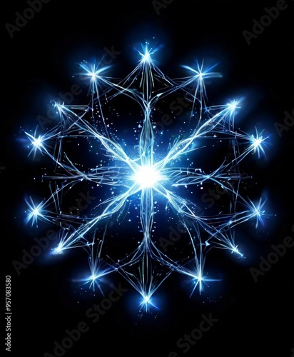 Wallpaper Mural snowflake with blue lights on black background Torontodigital.ca