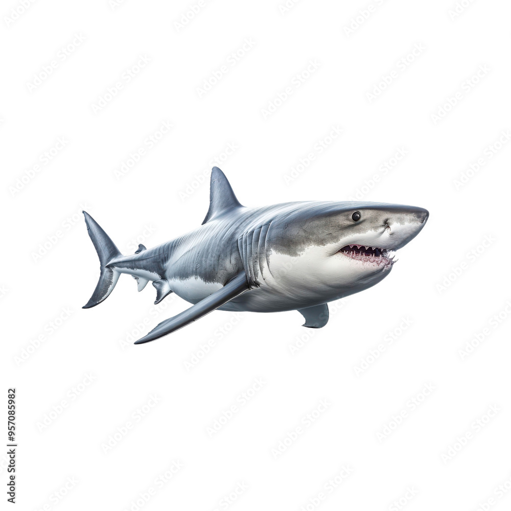 close up of a great white shark swimming; ideal for use in teaching materials or wildlife films close up of a great white shark swimming; ideal for use in teaching materials or wildlife films