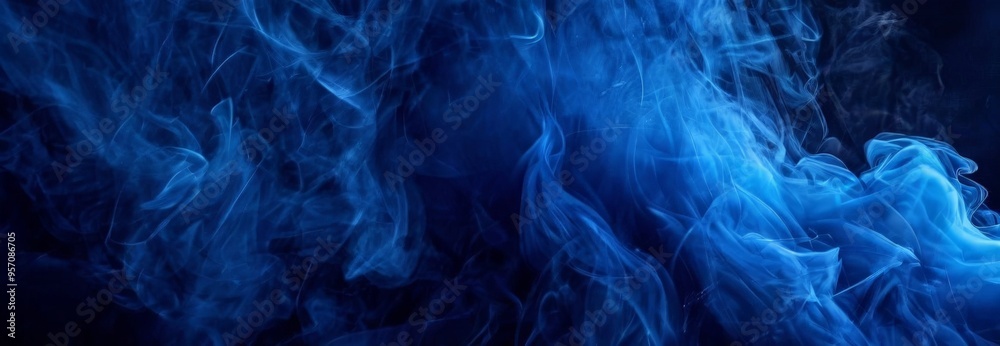 Obraz premium blue smoke on black background