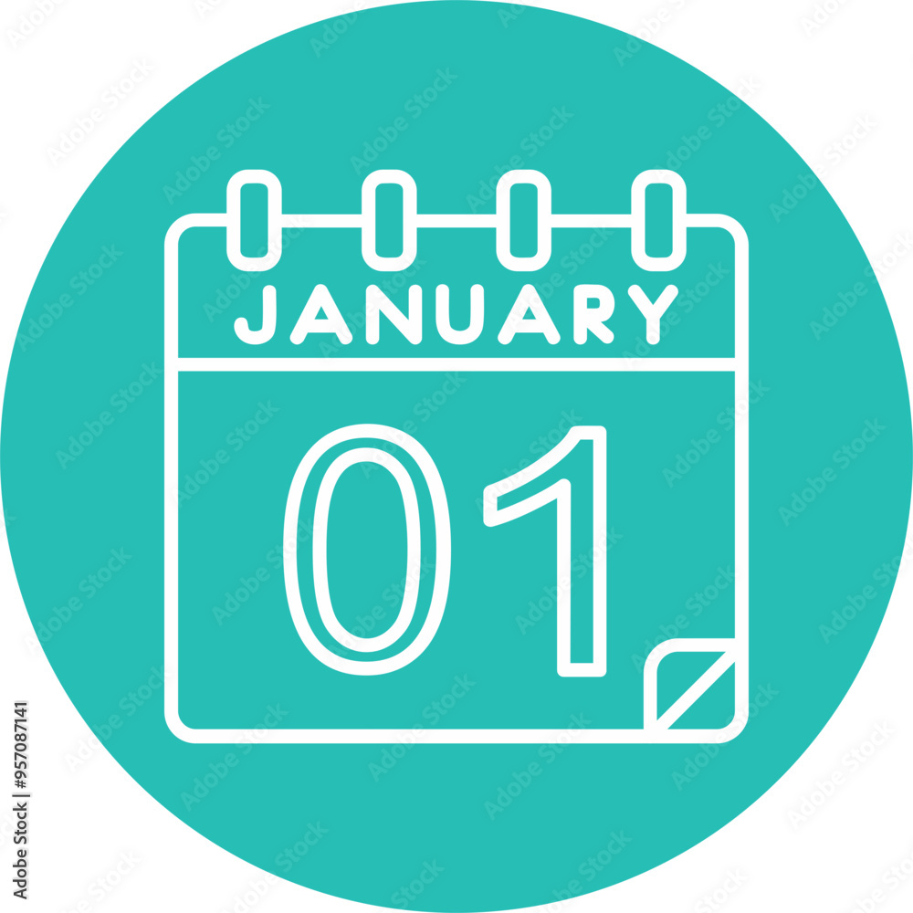 1 January Vector Icon Design