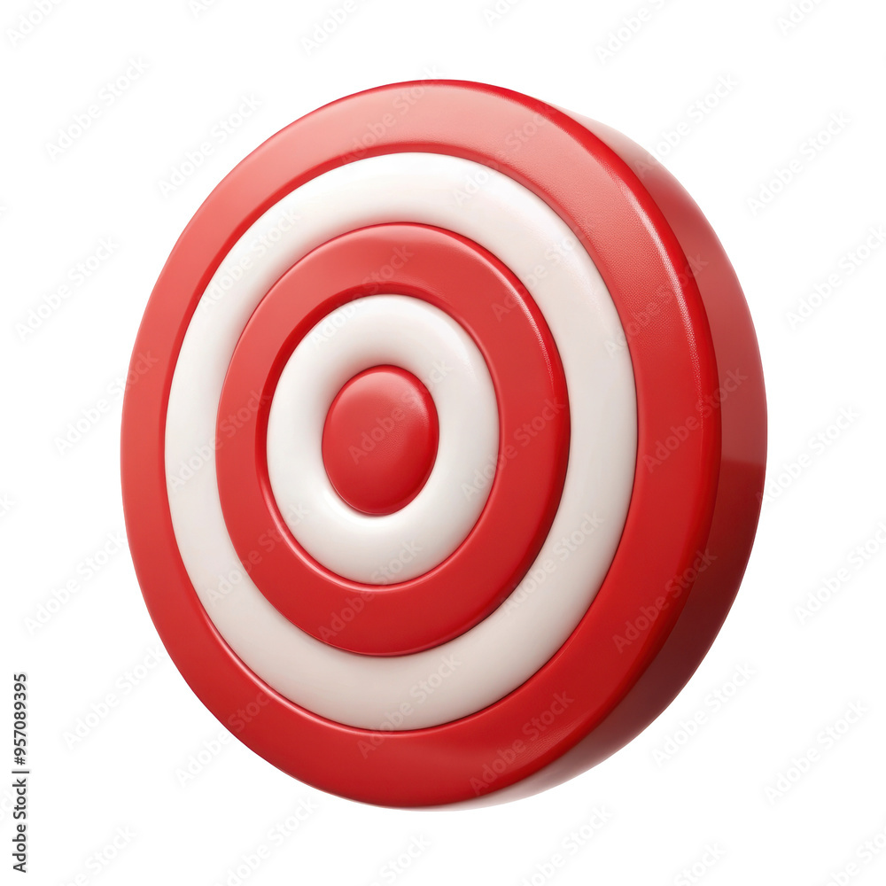 3D red and white target bullseye icon symbolizing accuracy and precision, commonly used in goal setting and marketing concepts. Isolated on transparent background, png. 3D red and white target bullseye icon symbolizing accuracy and precision, commonly used in goal setting and marketing concepts. Isolated on transparent background, png.