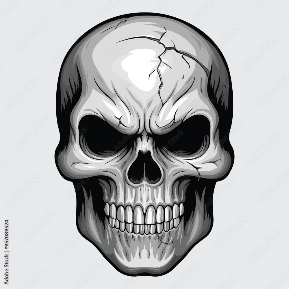 Obraz premium Human skull face isolated on white background.