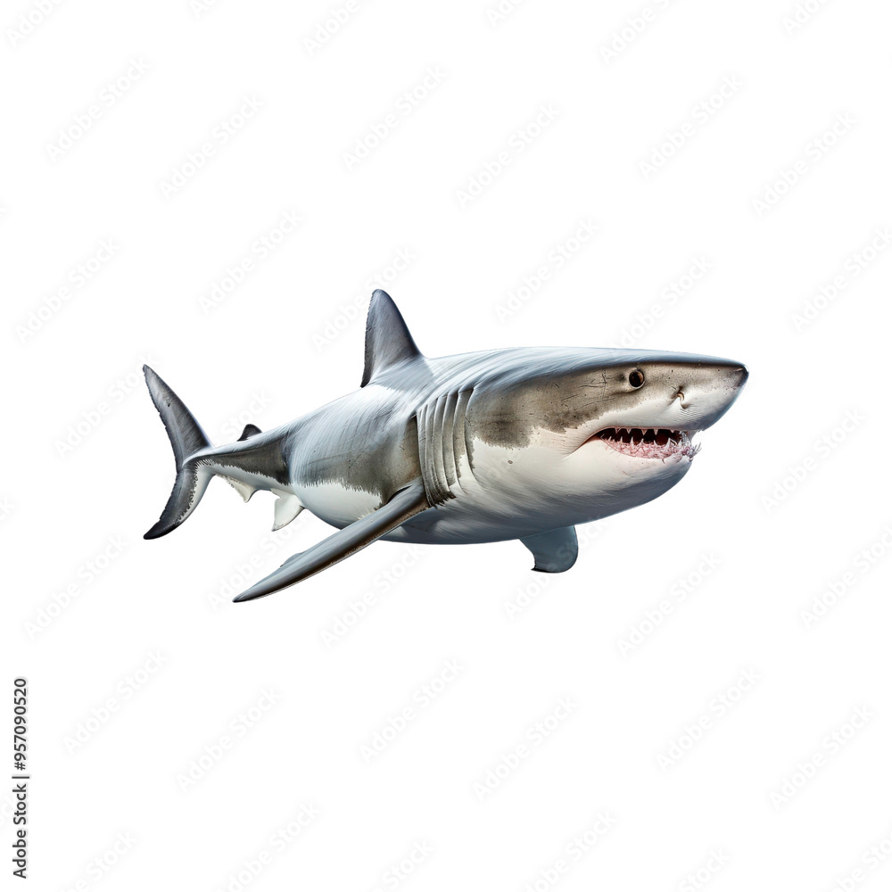 close up of a great white shark swimming; ideal for use in teaching materials or wildlife films close up of a great white shark swimming; ideal for use in teaching materials or wildlife films