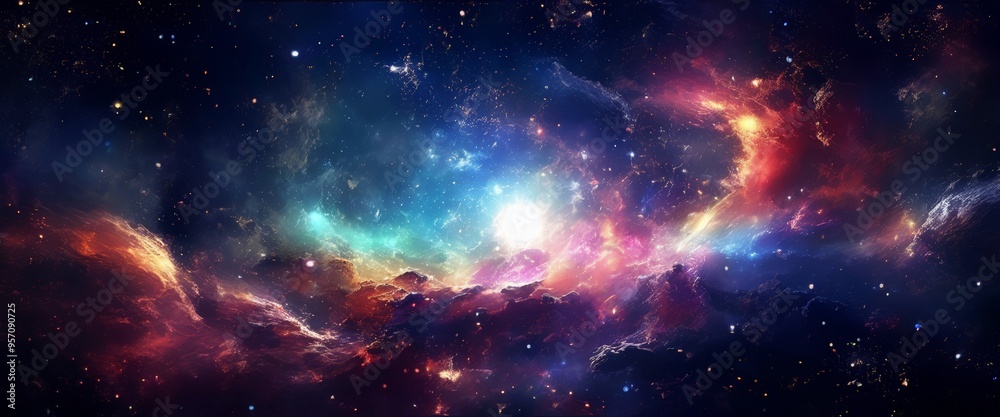 Fototapeta premium colorful space scene with nebula and stars