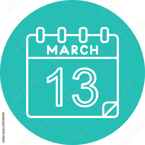 13 March Vector Icon Design