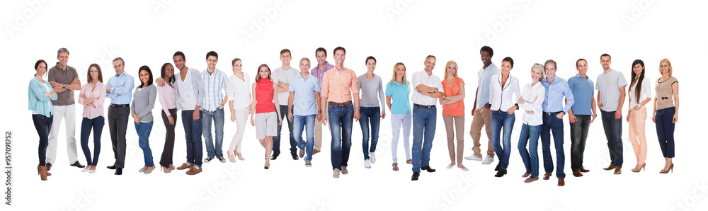 Multicultural Team of Happy Professionals Standing in Line, Ready Multicultural Team of Happy Professionals Standing in Line, Ready