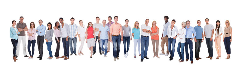 Multicultural Team of Happy Professionals Standing in Line, Ready