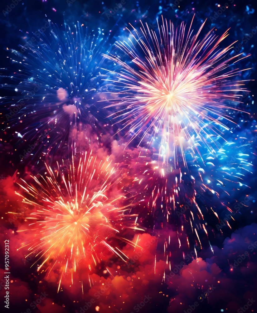 Fototapeta premium colorful fireworks on the sky background
