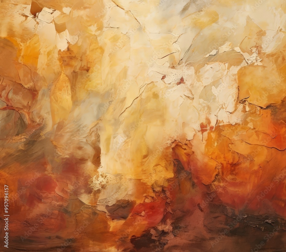painting large orange and brown abstract