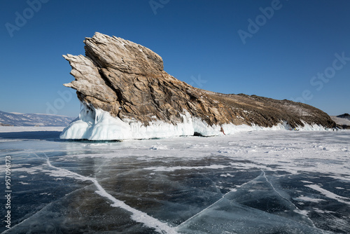 Dragon Rock on Ogoy Island at Lake Baikal photo