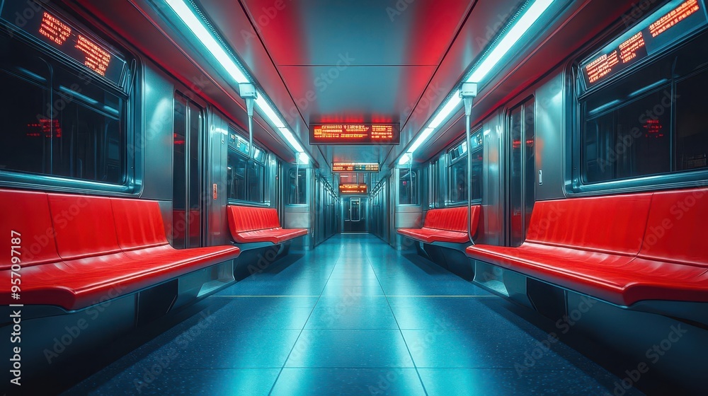 serene early morning scene inside empty metro train clean modern interior bathed in soft light calm before rush hour showcasing urban transportation design and infrastructure serene early morning scene inside empty metro train clean modern interior bathed in soft light calm before rush hour showcasing urban transportation design and infrastructure
