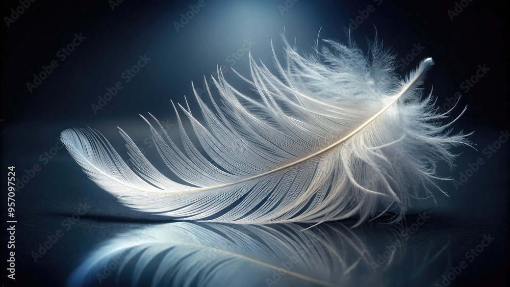 Φωτογραφία Softly lit, delicate, and intricately patterned, a single white feather fills the frame, showcasing its gentle curves and subtle sheen in exquisite high-contrast detail