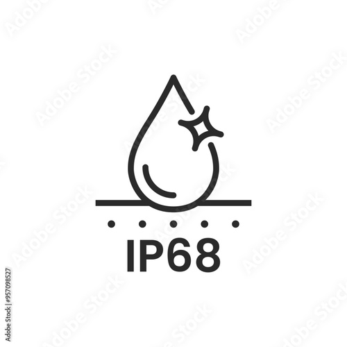 IP68 waterproof and dustproof vector icon