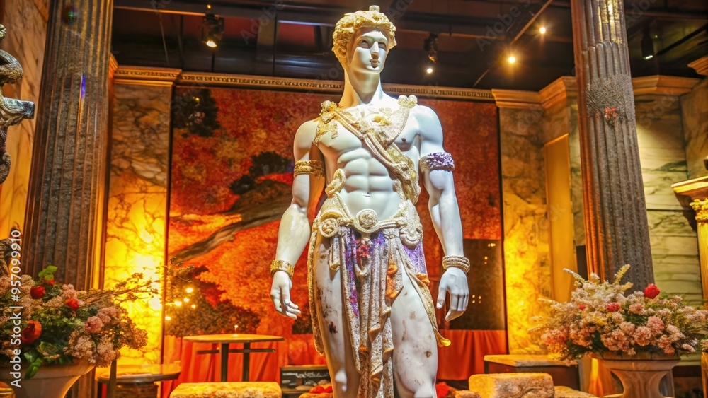 Obraz premium A Marble Statue of a Muscular Man in a Luxurious Setting