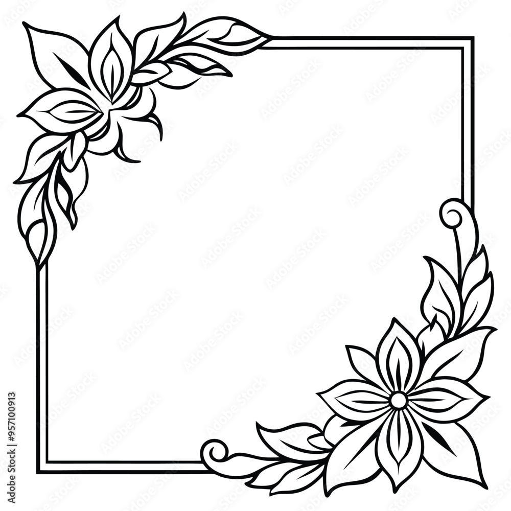 Square floral page corner ornament design Square floral page corner ornament design