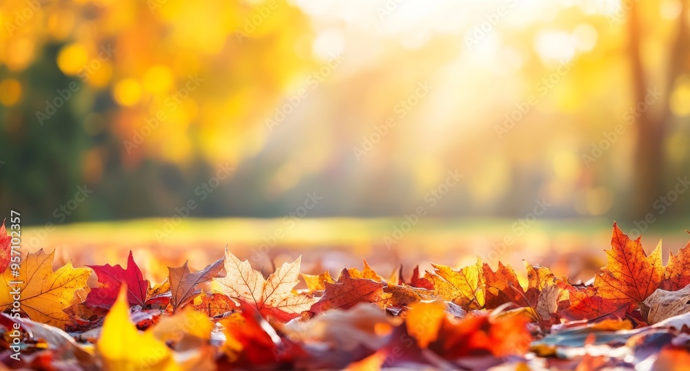 The orange fall leaves on the ground in a park in autumn provide a natural background The orange fall leaves on the ground in a park in autumn provide a natural background