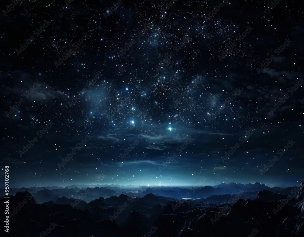 Fototapeta premium night sky with stars and mountain range