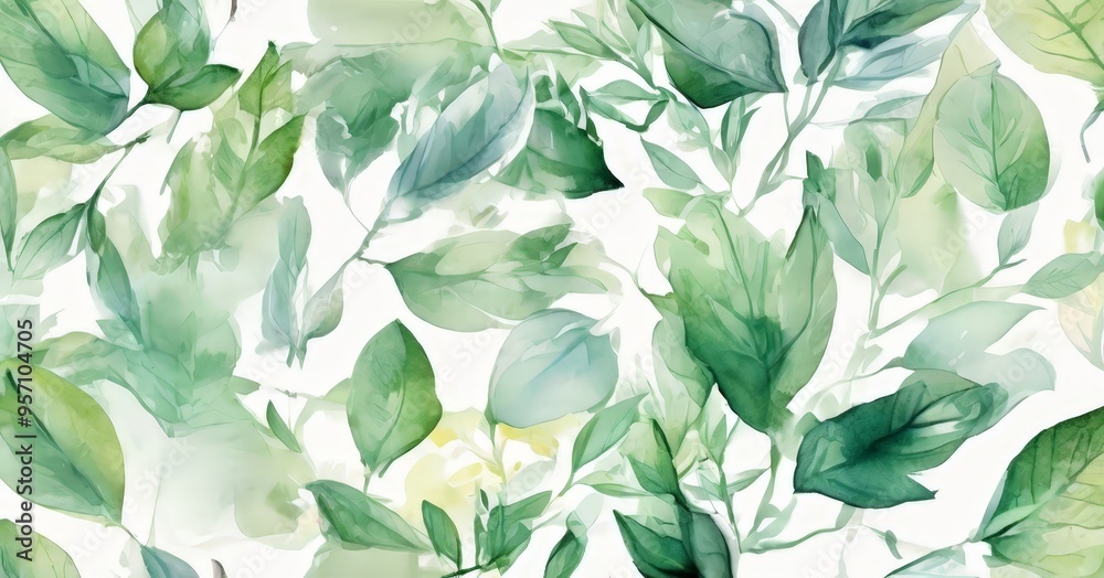 watercolor green leaves seamless pattern watercolor green leaves seamless pattern