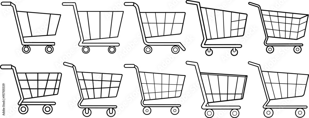set of shopping cart icon set of shopping cart icon