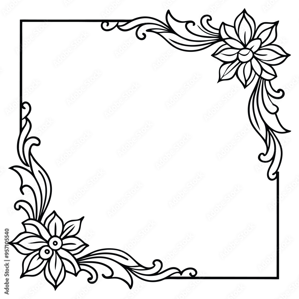 Square floral page corner ornament design Square floral page corner ornament design