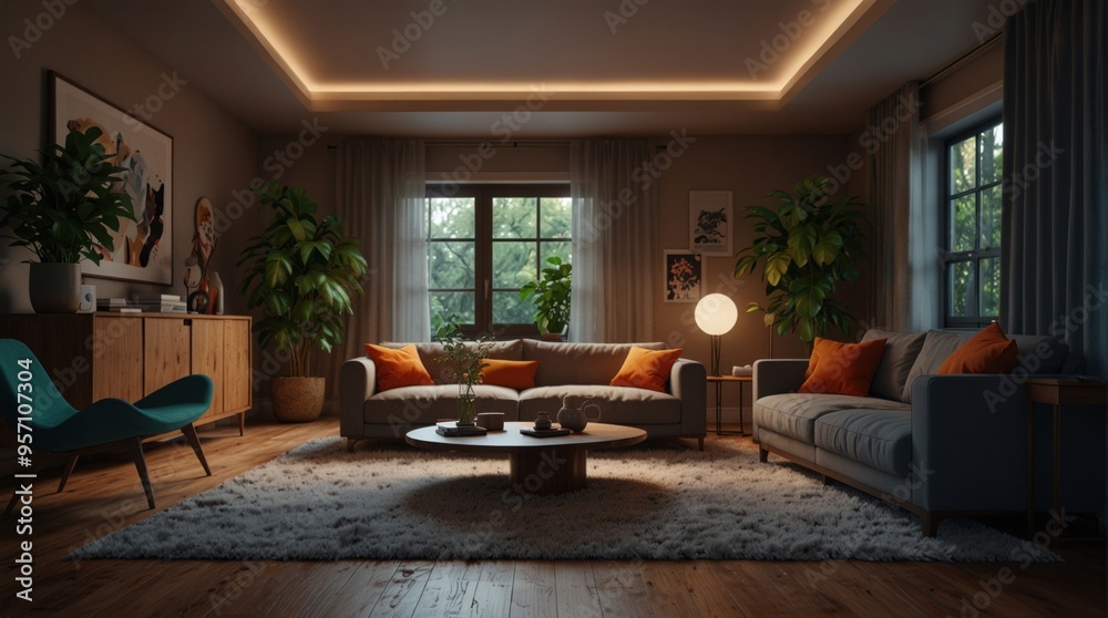 Fototapeta premium Living room in retro style, art deco