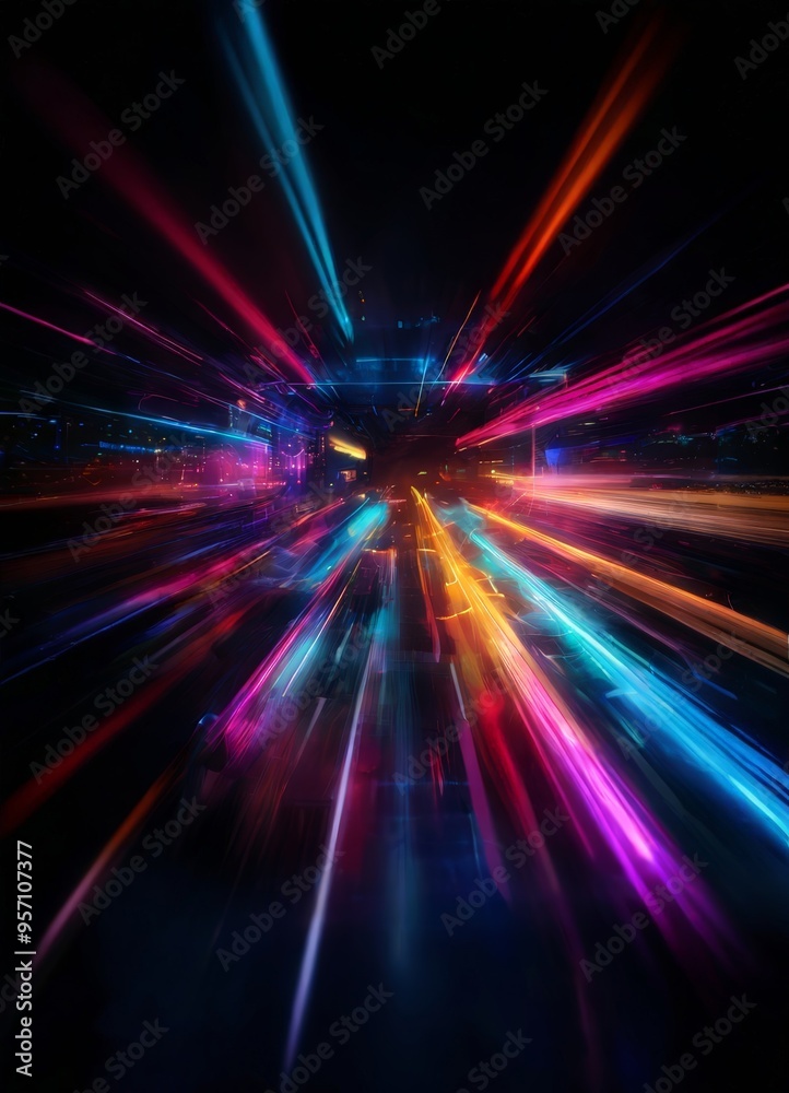 colorful light streaks through the dark background colorful light streaks through the dark background