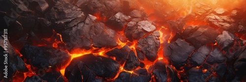 fire burns in the middle pile rocks