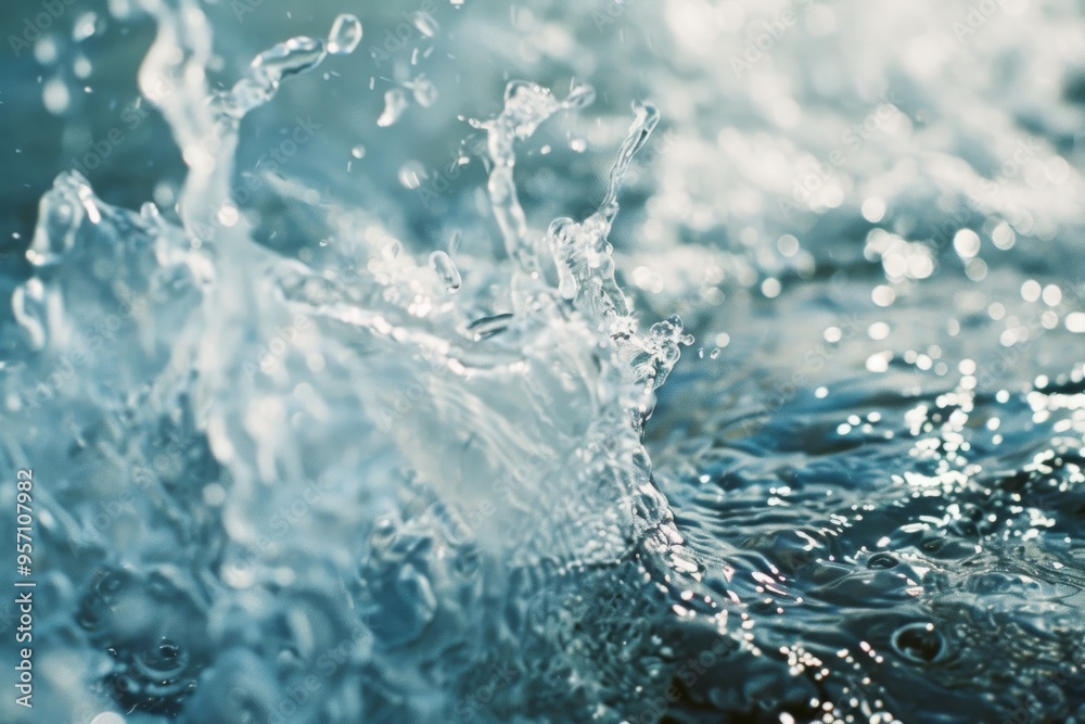 A dynamic water splash captured mid-action, revealing intricate details and sparkling reflections of sunlight. A dynamic water splash captured mid-action, revealing intricate details and sparkling reflections of sunlight.