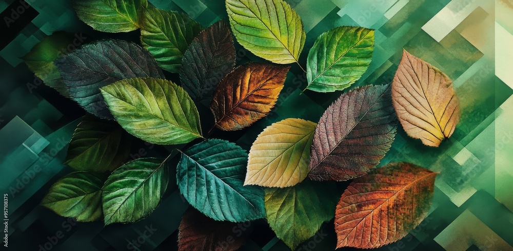 A contemporary banner style with x-rays, leaves on pastel background, generative AI illustration A contemporary banner style with x-rays, leaves on pastel background, generative AI illustration