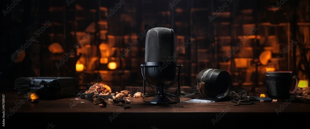 microphone and other musical equipment on table microphone and other musical equipment on table