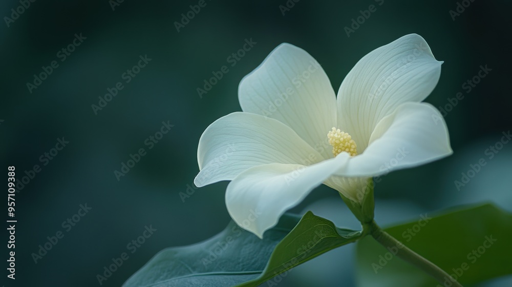 Exquisite White Flower Blooming in Lush Green Foliage Exquisite White Flower Blooming in Lush Green Foliage