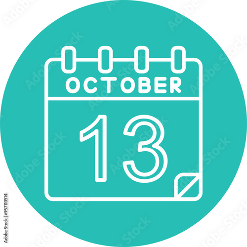 13 October Vector Icon Design
