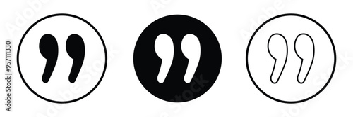 Quote icons set. Quote sign icon. Quotation mark symbol on white background.