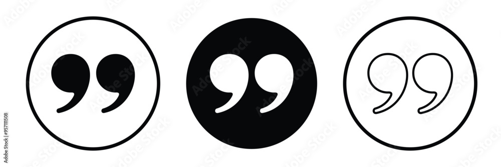 Quote icons set. Quote sign icon. Quotation mark symbol on white background. Quote icons set. Quote sign icon. Quotation mark symbol on white background.