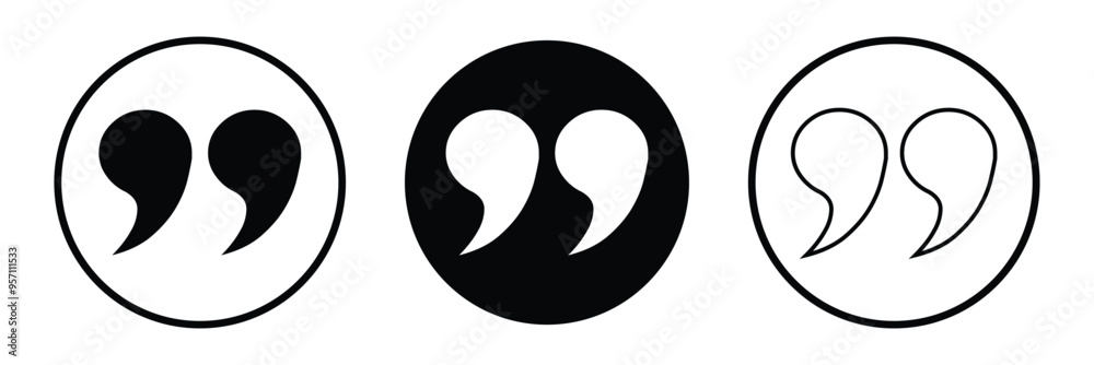 Quote icons set. Quote sign icon. Quotation mark symbol on white background. Quote icons set. Quote sign icon. Quotation mark symbol on white background.