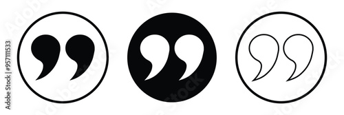 Quote icons set. Quote sign icon. Quotation mark symbol on white background.