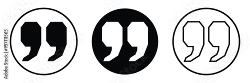 Quote icons set. Quote sign icon. Quotation mark symbol on white background.