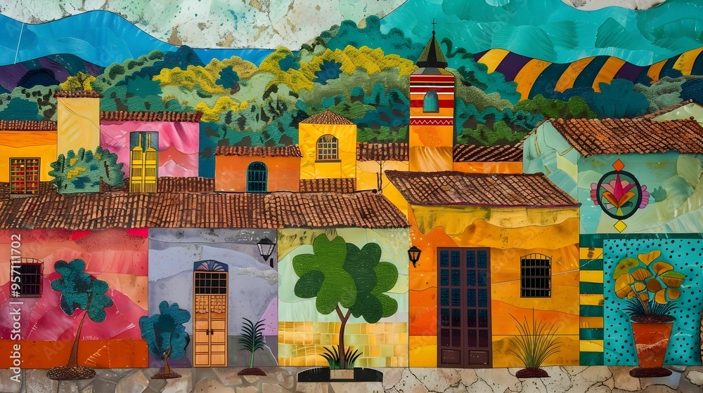 Obraz premium LATIN TRADITIONAL LITTLE TOWN. BACKGROUND. WALLPAPER 