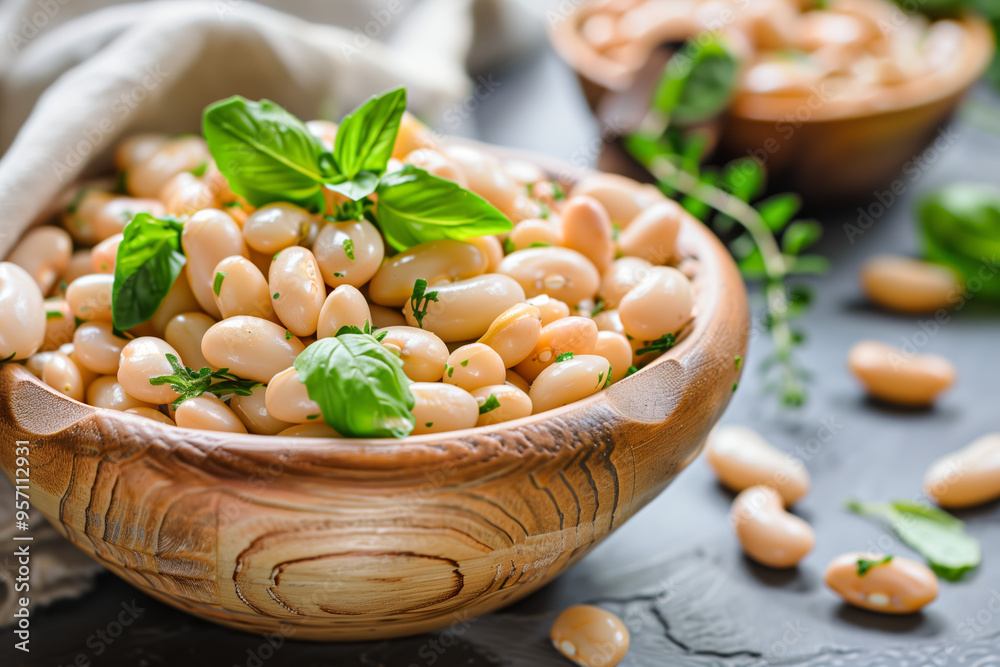 White beans in the bowl. White beans in the bowl.