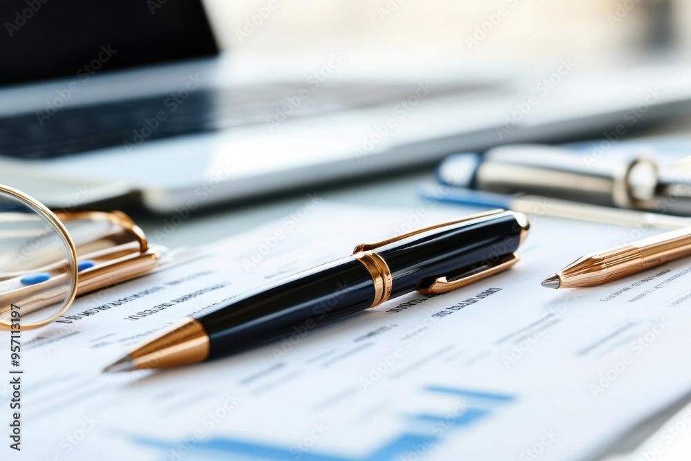 Fototapeta premium Business plan with a SWOT analysis, identifying strengths and opportunities