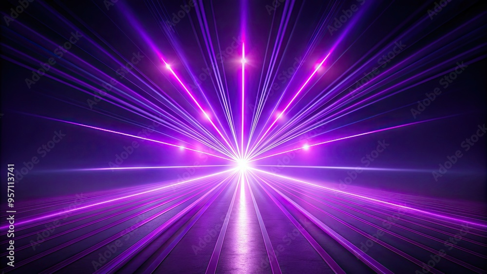 Vibrant purple laser beams radiate from a sleek, modern light source, casting an otherworldly glow against a dark, gradient-colored studio backdrop. Vibrant purple laser beams radiate from a sleek, modern light source, casting an otherworldly glow against a dark, gradient-colored studio backdrop.