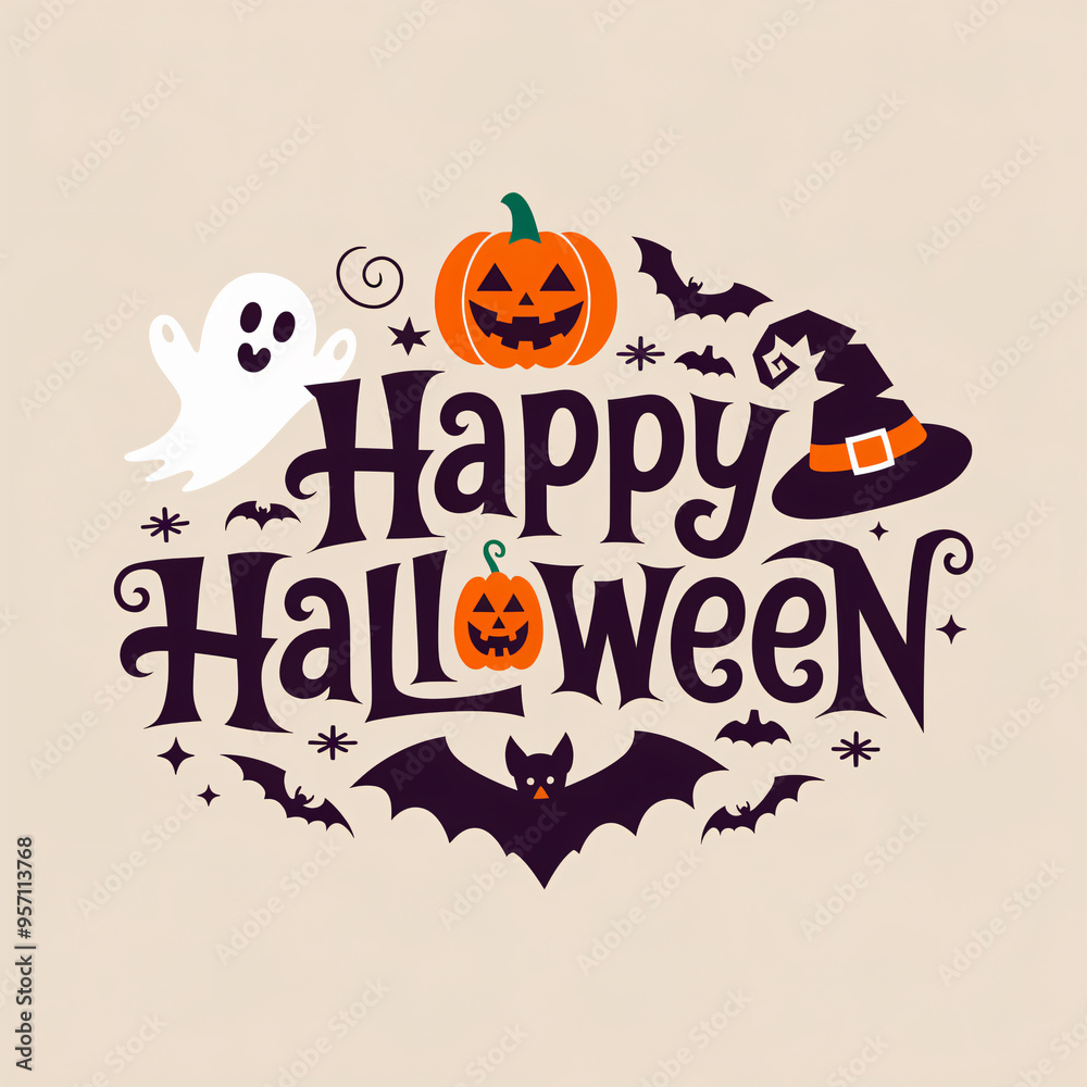 Happy Halloween banner. Halloween pumpkins and bats. Vector illustration. Happy Halloween banner. Halloween pumpkins and bats. Vector illustration.