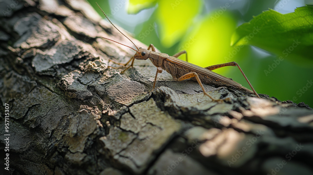 Stick Insect on Tree Bark - Close-Up Macro Photography Stick Insect on Tree Bark - Close-Up Macro Photography