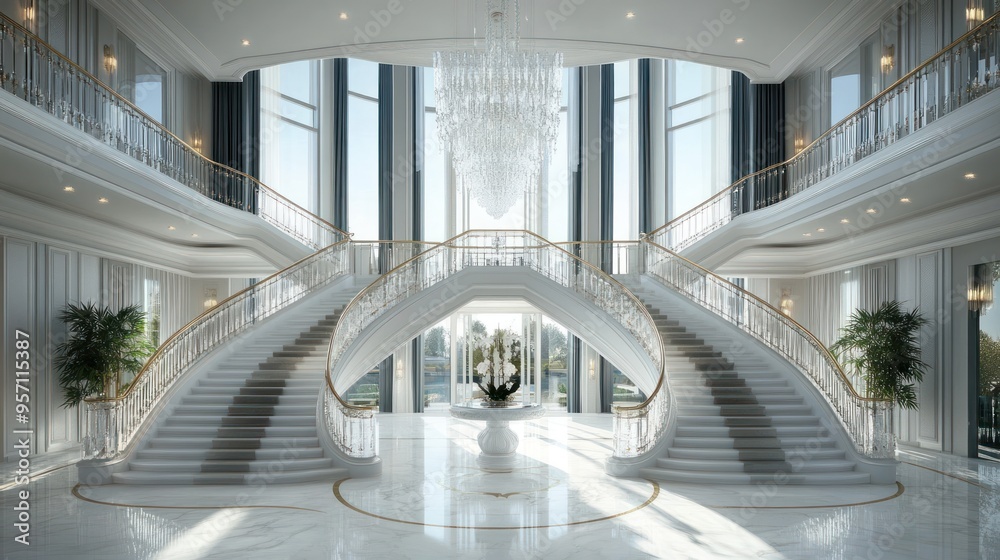 Grand Staircase in a Luxurious Mansion Grand Staircase in a Luxurious Mansion